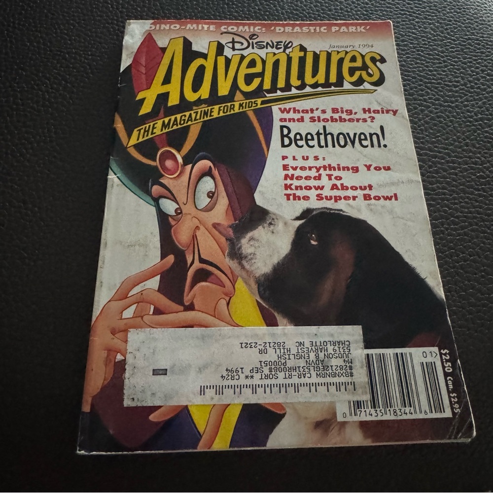 Disney Adventures Magazine January 1994 Jafar Beethoven Super‎ Bowl Chip N Dale